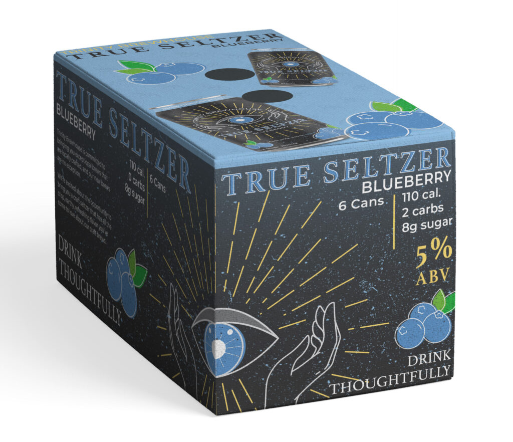 True Seltzer Line Extension Blueberry 6 pack Box Design